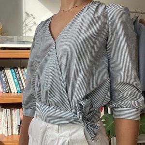 Madewell Wrap Top in Indigo Stripe (XXS)